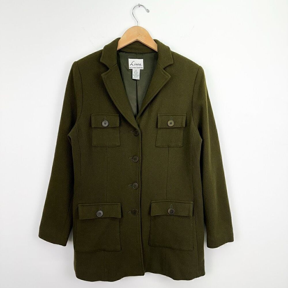 Linea by Louis Dell’ Olio Women’s Wool Blend Utilitarian Military Green Longline